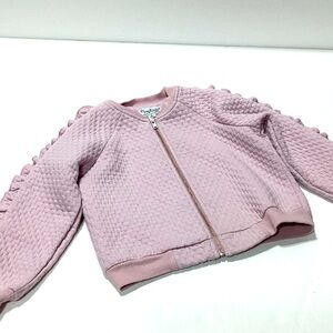 Pippa & Julie Zip Front Sweatshirt Textured Frill Sleeves Size 6 Kids